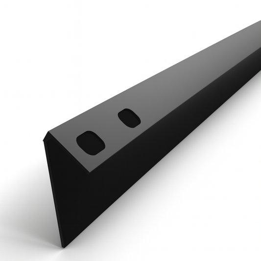 Flip Track signage rail – flexible label holder flipping up/down for shelf-edge labels with 2 hole punches for rivets