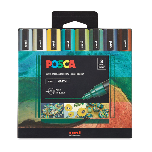 Pack of Posca markers with a colorful design on the packaging