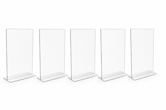 Clear Acrylic T-Menu Stands for Signs, Menus & Promotions (Pack of 5)