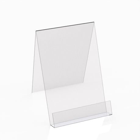 Angled view of acrylic book stand
