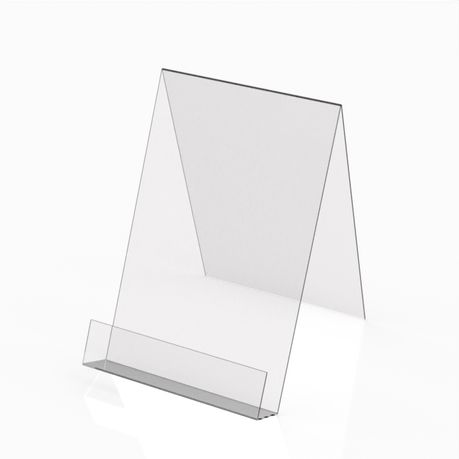Angled view of acrylic book stand