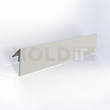 A acrylic shelf label holder with a 45-degree angle design, featuring a vertical orientation for upward-facing shelves.