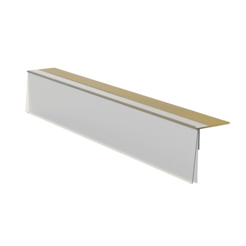 A clear guard strip with a white backing, used for protecting label strips on shelves.