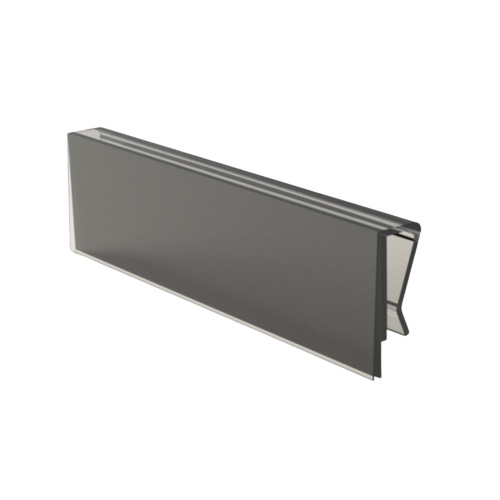 A single gray metal basket clip profile designed to attach to wire baskets and glass shelves.