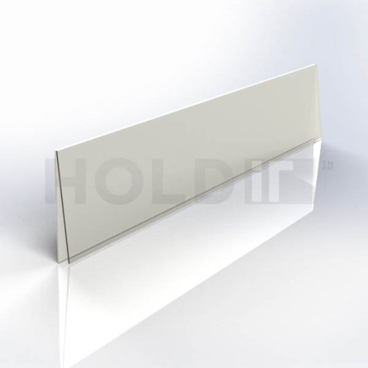 White peel-and-stick shelf-edge label holder for retail displays