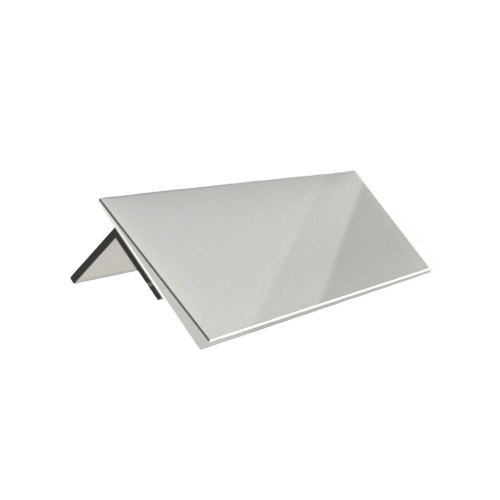 A clear, label and price tag display with a 45-degree angled view, made of crystal or acrylic material.