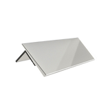 A clear, label and price tag display with a 45-degree angled view, made of crystal or acrylic material.