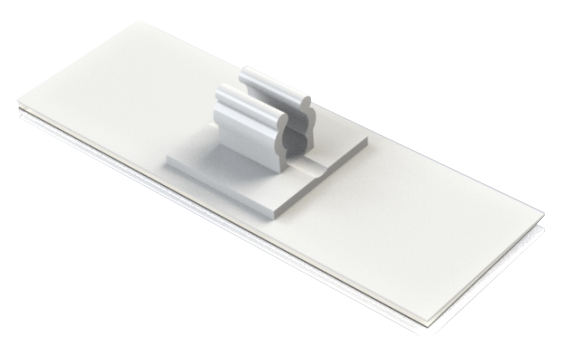 A white label and price tag display designed for wire baskets, with a clip