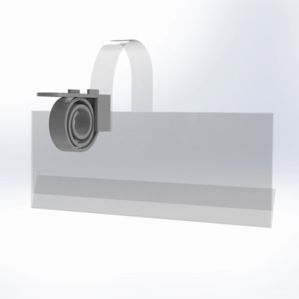 A clear acrylic shelf edge wobbler designed to hold promotional cards, with a reflective surface and a clip attachment for installation.