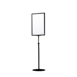 An adjustable MiniPOP lollipop stand with a frame, featuring a robust pole and a heavy-duty black plastic base, designed for retail environments.