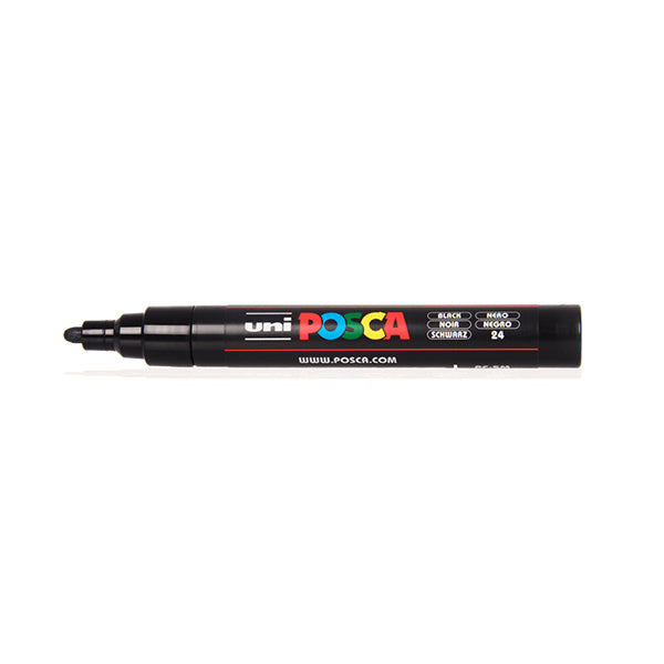 A black POSCA marker with a bullet tip, labeled with the brand name