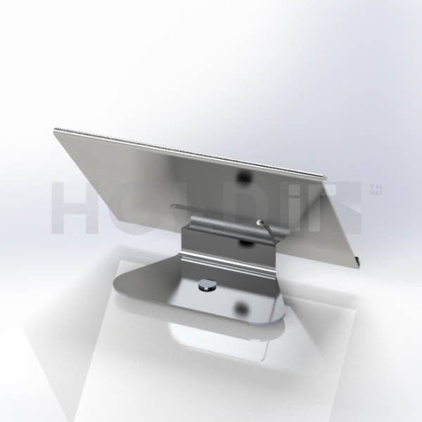 A stainless steel holder designed to be used with a hot food stand, featuring a shorty stainless steel foot.