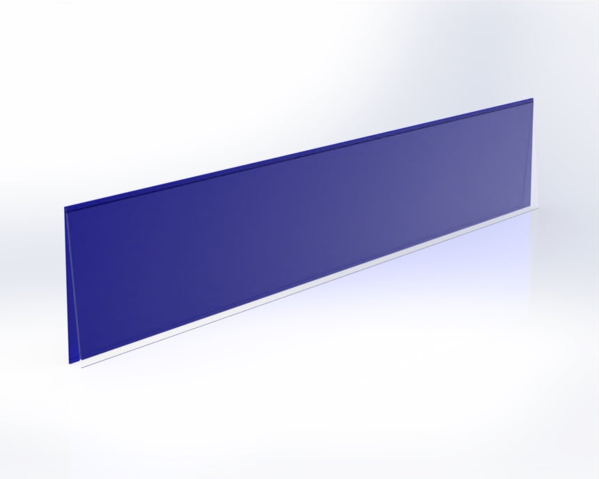 royal blue peel-and-stick shelf-edge label holder for retail displays