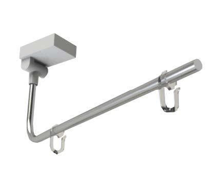 Magnetic swing arm with clips, showing front view for display mounting