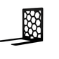 black bookends with a honeycomb geometric pattern, designed to hold books upright on a shelf.