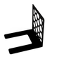 black bookends with a honeycomb geometric pattern, designed to hold books upright on a shelf.