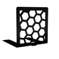 black bookends with a honeycomb geometric pattern, designed to hold books upright on a shelf.