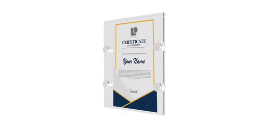 A4 Acrylic Certificate Holder with Standoff Pins | Wall Mounted Display Frame