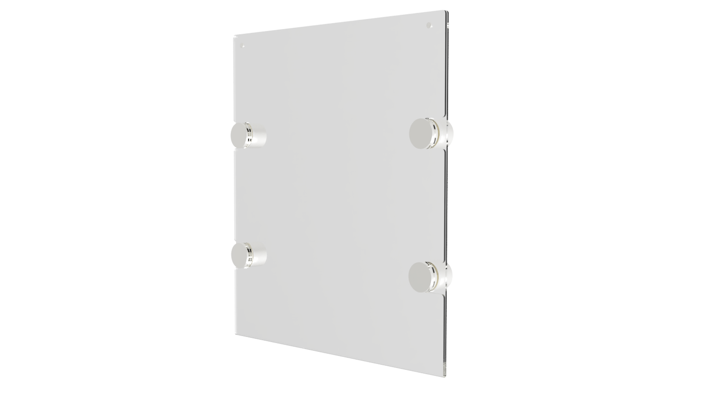 A4 Acrylic Certificate Holder with Standoff Pins | Wall Mounted Display Frame