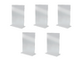 multiple  clear acrylic T-menu stand with a stable base, designed to hold signs or menus double-sided.