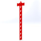 Red mobile hanging hook display strip with multiple hooks, used for retail merchandise.