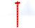 Red mobile hanging hook display strip with multiple hooks, used for retail merchandise.