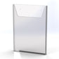 A clear acrylic wall mounted brochure holder with a sleek design.