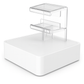 Magnetic Clear acrylic display stand with a white base on a white background