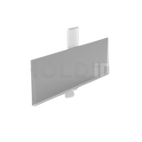 A clear plastic label holder with a velcro clip designed to attach to wire baskets and shelves for displaying labels.