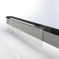 A clear acrylic shelf talker holder with a sleek design, meant for displaying promotional cards or product information in a retail setting.