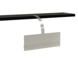 A clear plastic card holder with a shelf edge design, intended for displaying promotional cards or messages.