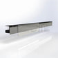 A clear acrylic UNiTRACK A6 Promo Card Holder clips into a shelf edge, displaying a promotional card.