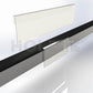 A clear acrylic UNiTRACK A6 Promo Card Holder clips into a shelf edge, displaying a promotional card.