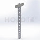 A gray mobile hanging hook display strip with multiple hooks, used for retail merchandise.