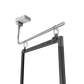 A silver magnetic swing arm with clips and a frame designed for point of sale displays.