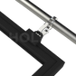 A silver magnetic swing arm with clips and a frame designed for point of sale displays.