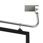 A silver magnetic swing arm with clips and a frame designed for point of sale displays.